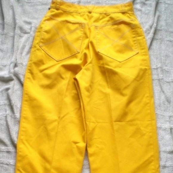 Courreges vintage yellow cotton pants suit France 36 pants Jacket 42 bust - Picture 13 of 15